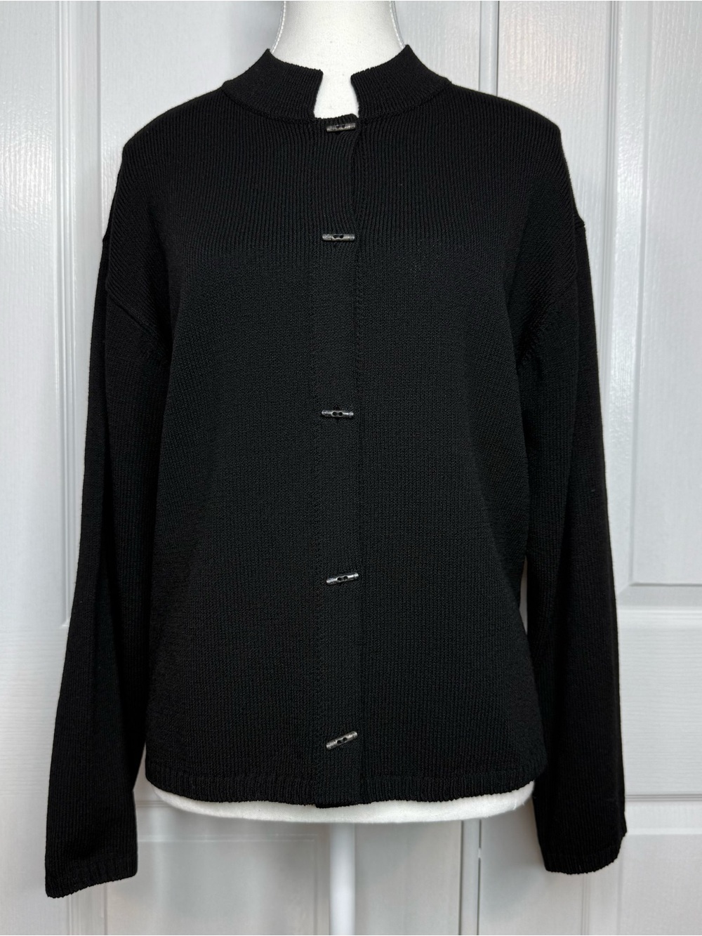 Margaret O’Leary Women’s M Wool Blend Black Button Front Cardigan Sweater USA